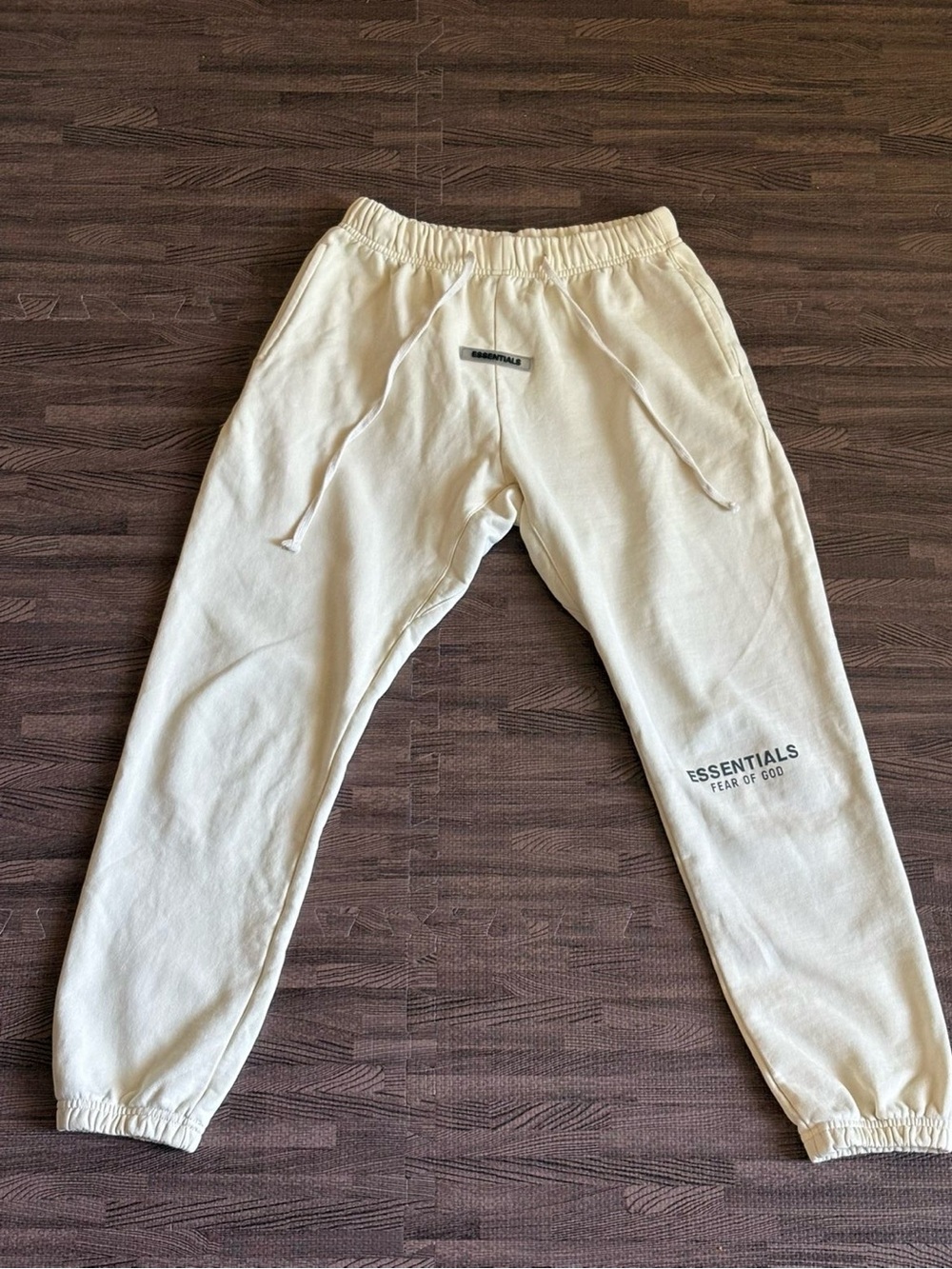 Essentials Men’s Cream Joggers with Logo